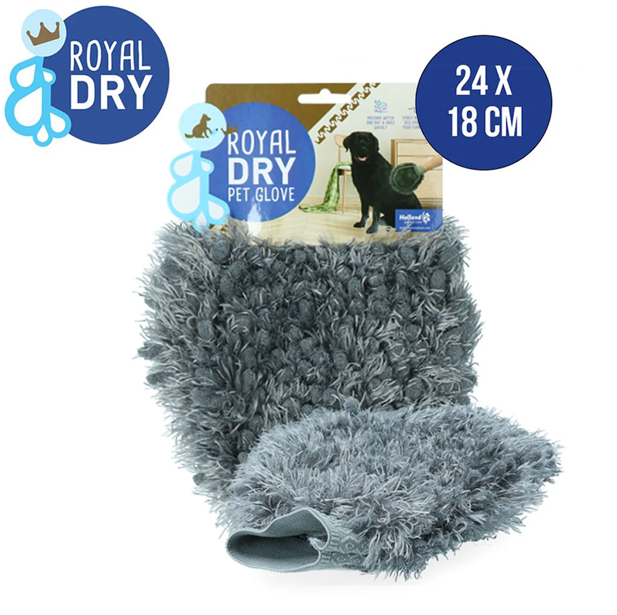 Mănușă de periat pentru câini din microfibră, 24 x 18 cm – Royal Dry - imagine 2