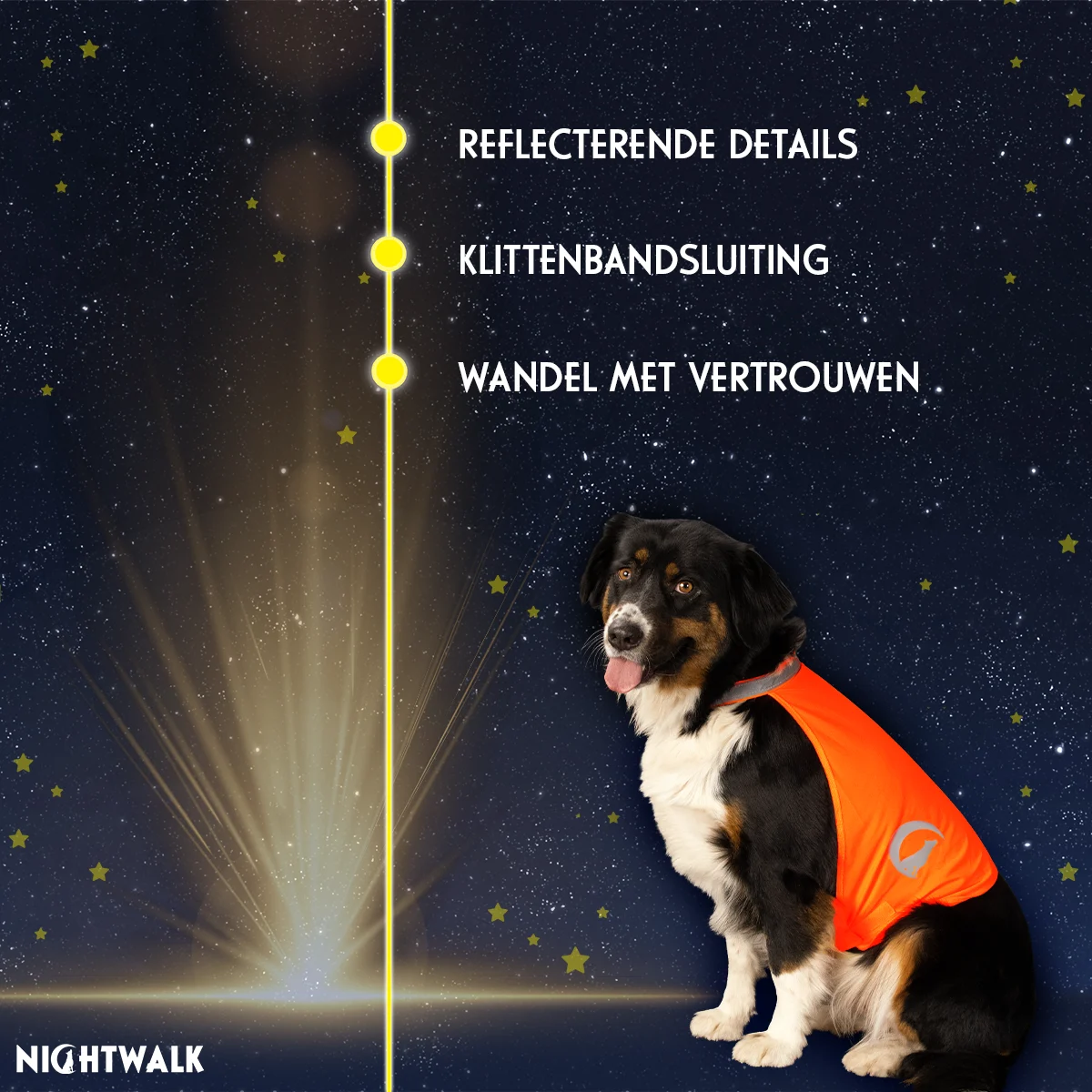 Vestă de siguranță pentru câini, cu detalii reflectorizante și închidere cu arici, portocalie, M – Nightwalk Safety Vest - imagine 3