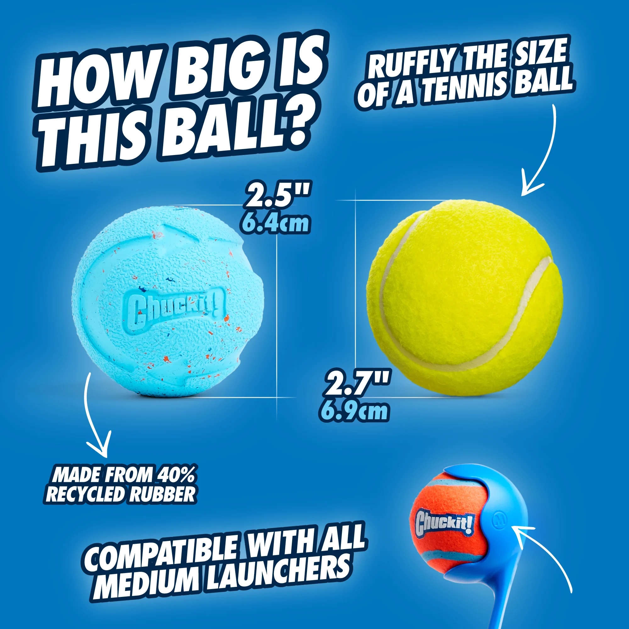 Minge pentru câini din cauciuc reciclat, cu săritură elastică, 2 bucăți – Chuckit! Rebounce Fetch Ball M - imagine 3