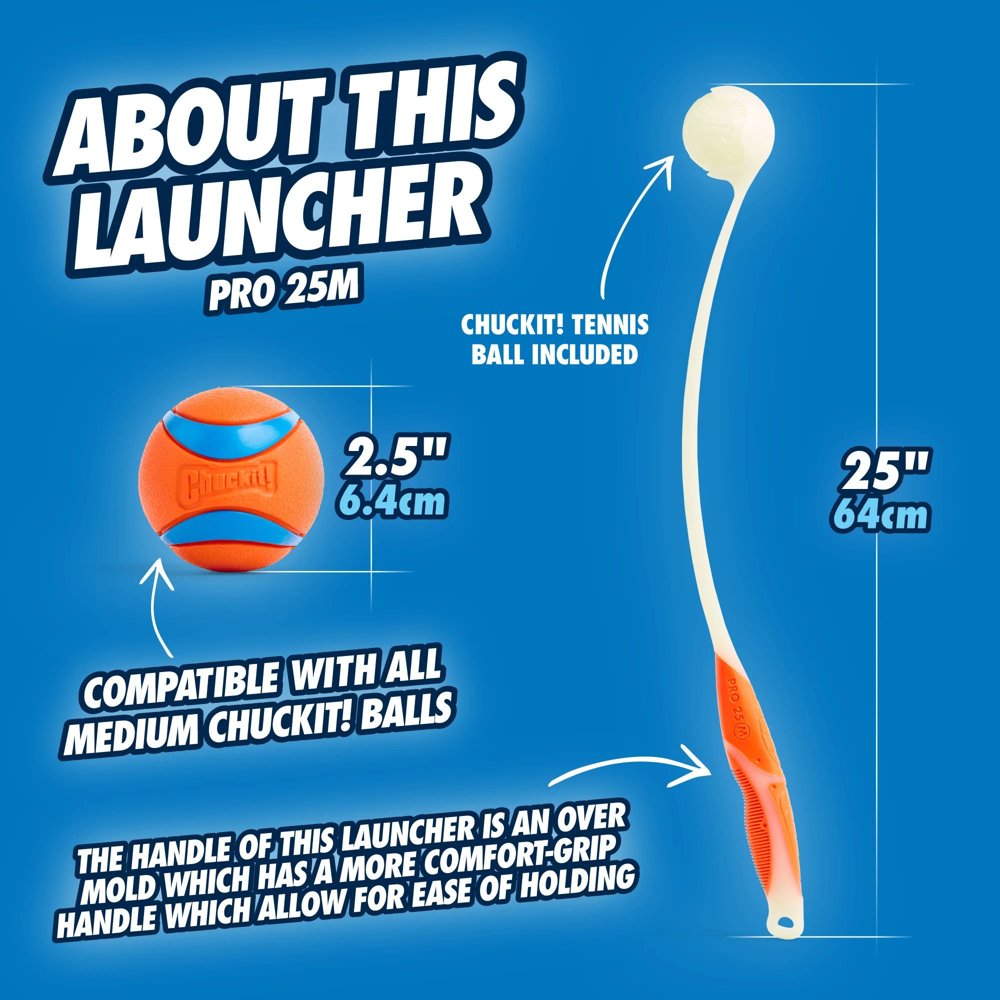 Lansator de mingi pentru câini cu mâner din cauciuc și minge de tenis, 63 cm – Chuckit! Pro Launcher M - imagine 4