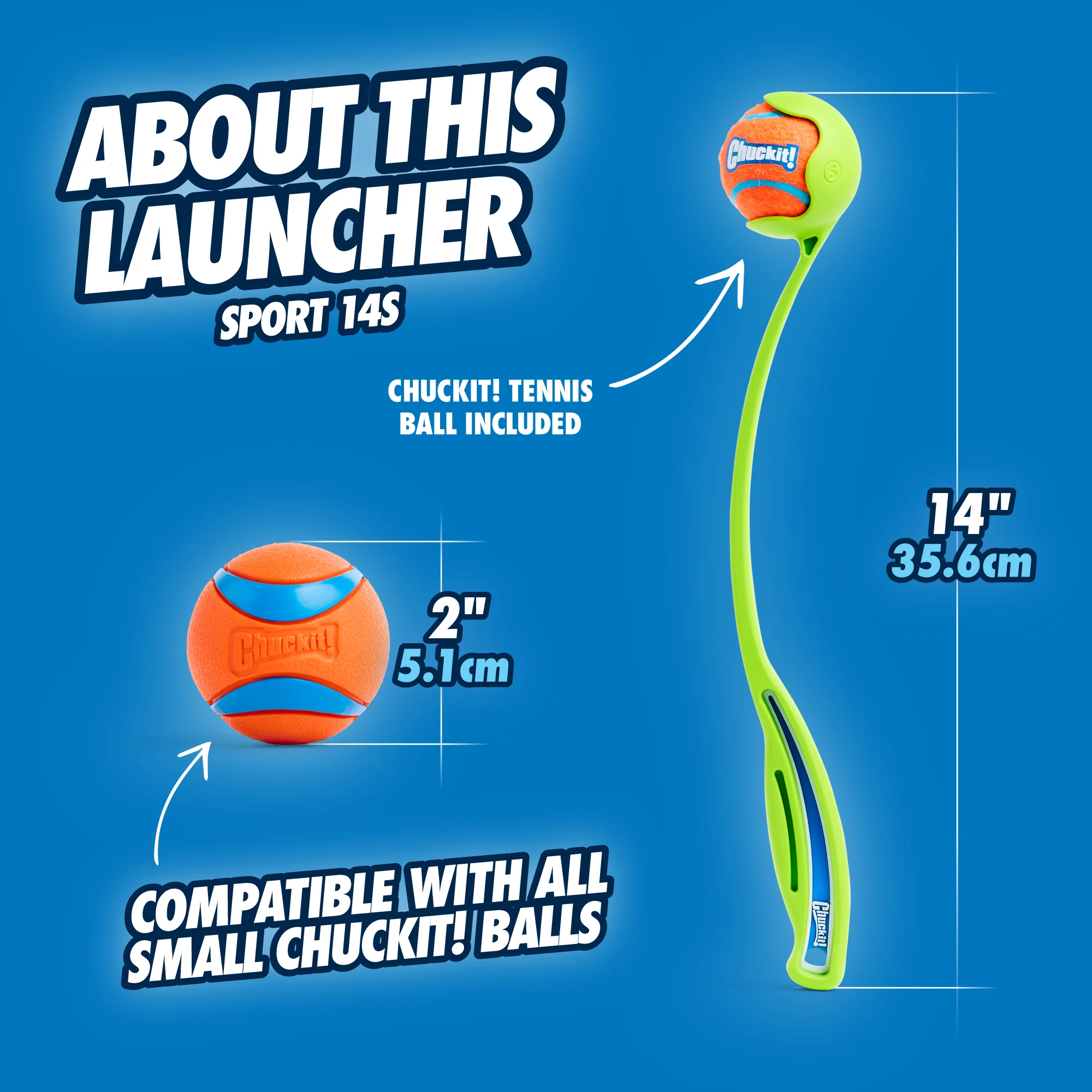 Aruncător de mingi pentru câini S cu minge de tenis, 35 cm – Chuckit! Sport Launcher - imagine 6