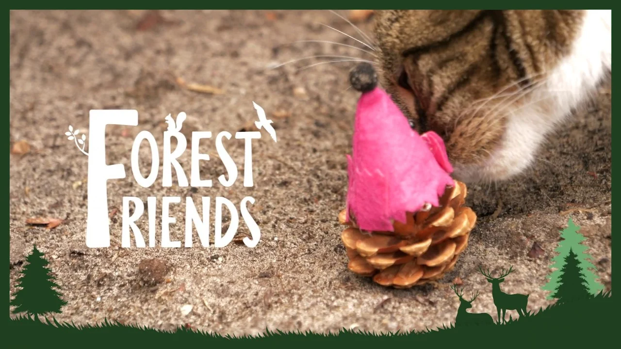 Șoricel de jucărie pentru pisici, din con de pin și pâslă, cu Madnip, roz, 8 cm – Forest Friends Mouse - imagine 3