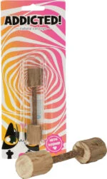 Jucărie din lemn în formă de halteră pentru pisici, cu MADNIP – Addicted! Wood Dumbell