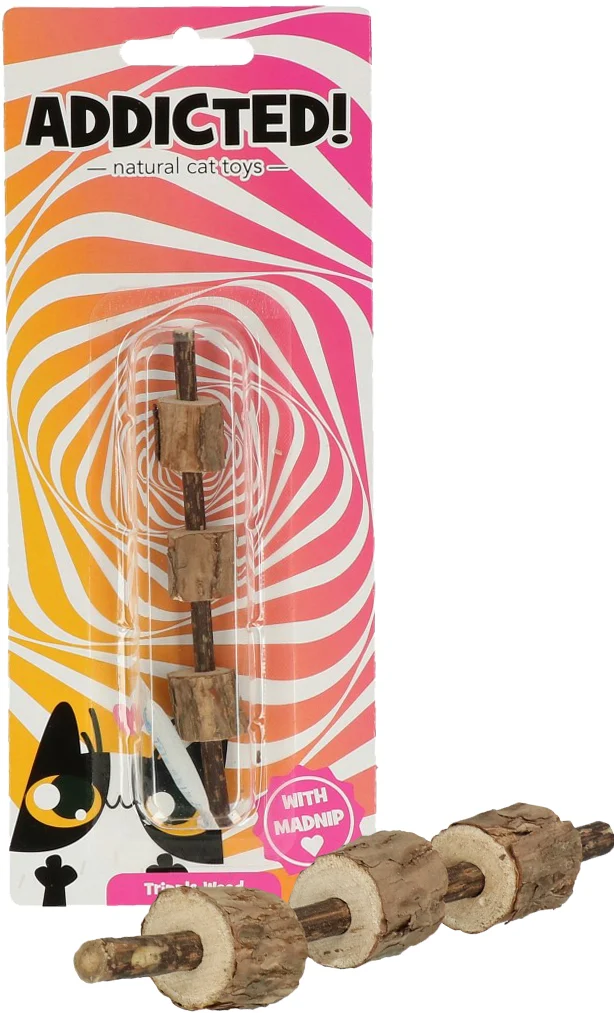 Jucărie din lemn pentru pisici cu MADNIP – Addicted! Triple Wood - imagine 1