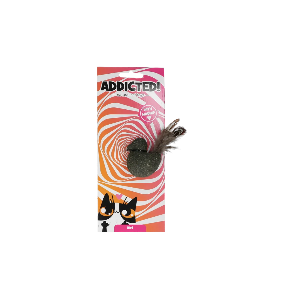Pasăre de jucărie pentru pisici cu pene și MADNIP – Addicted! Bird with Feathers - imagine 1