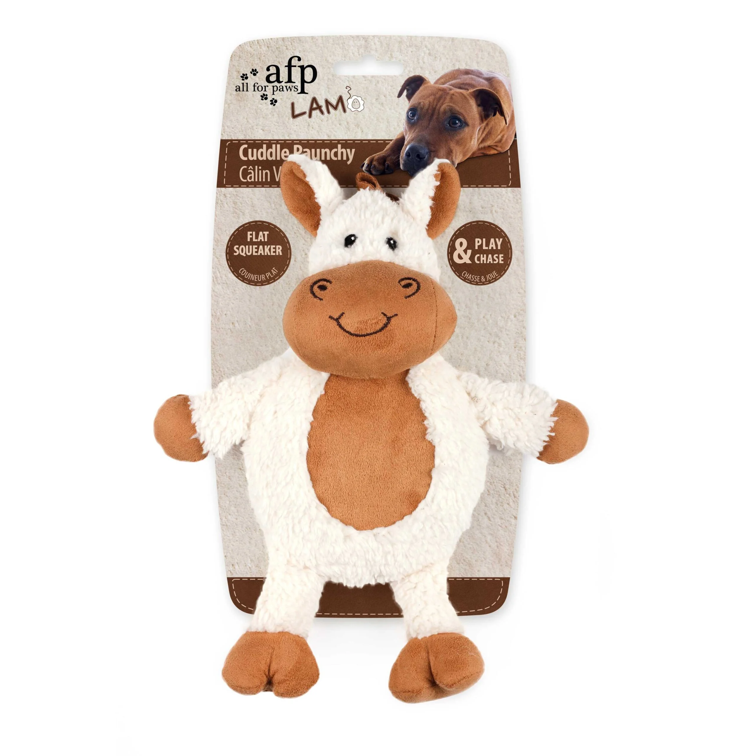 Jucărie pentru câini din fleece sintetic cu squeaker mare, 30 x 24 x 8,5 cm – AFP Lambswool - Cuddle Paunchy - imagine 2
