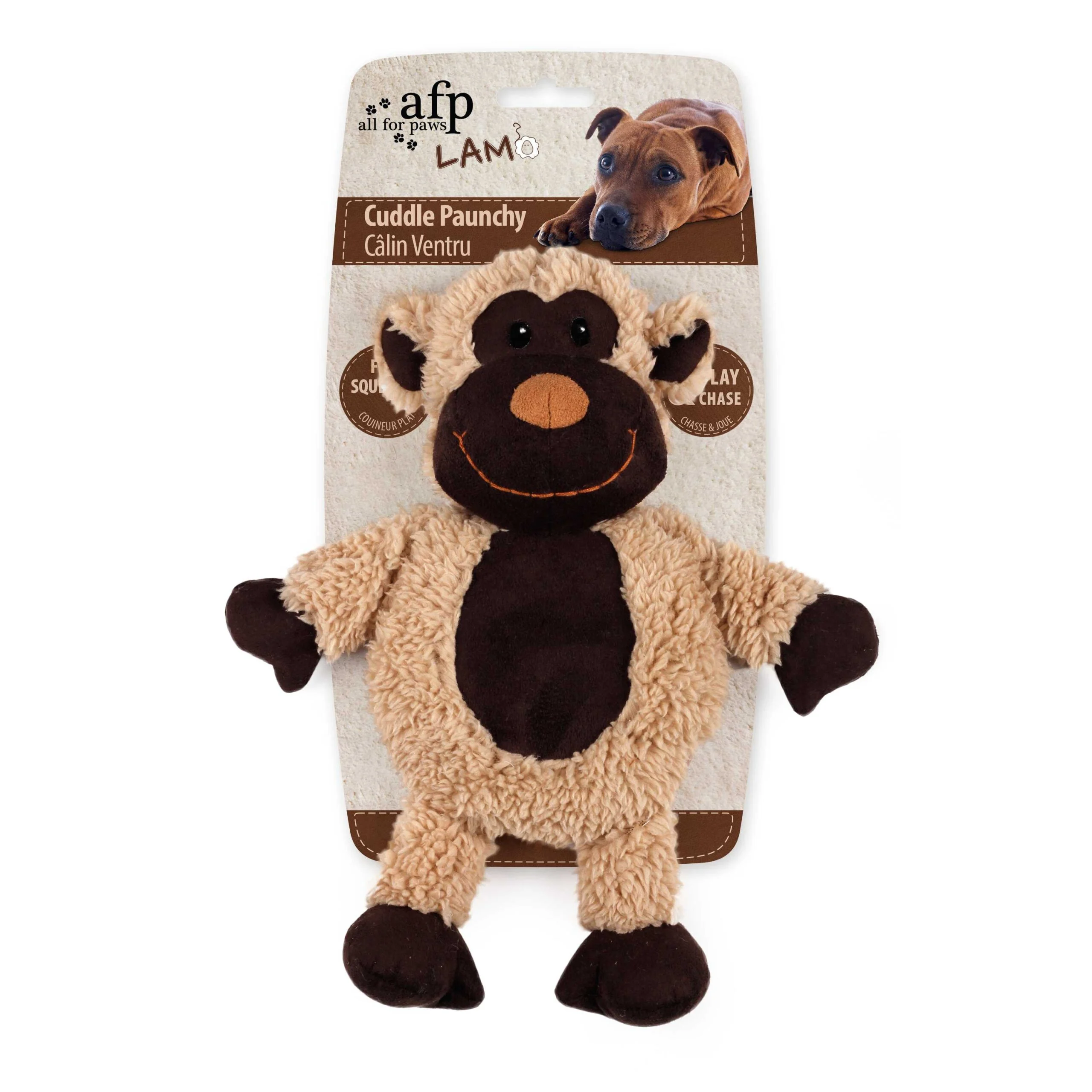 Jucărie pentru câini din fleece sintetic cu squeaker mare, 30 x 24 x 8,5 cm – AFP Lambswool - Cuddle Paunchy - imagine 3