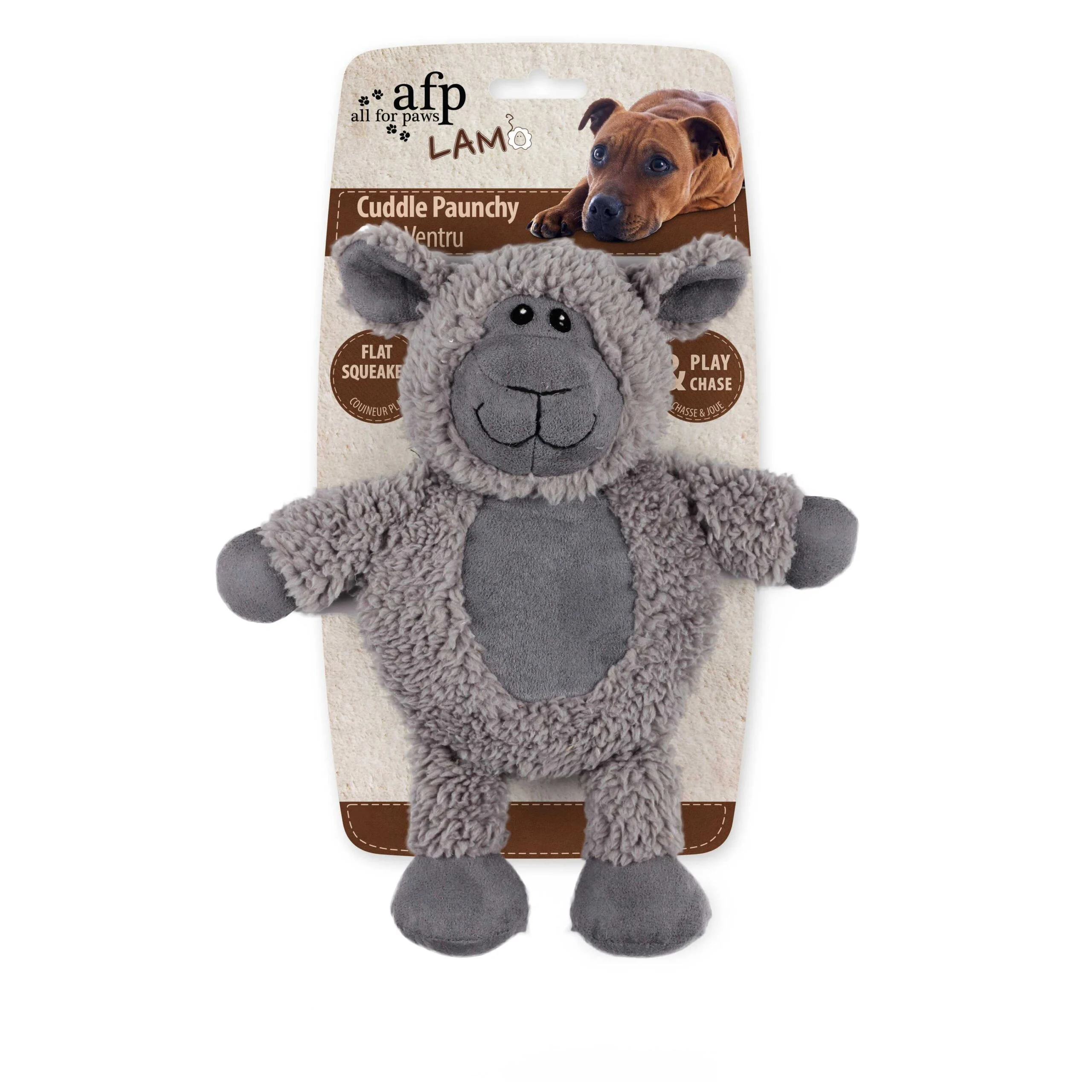 Jucărie pentru câini din fleece sintetic cu squeaker mare, 30 x 24 x 8,5 cm – AFP Lambswool - Cuddle Paunchy - imagine 4