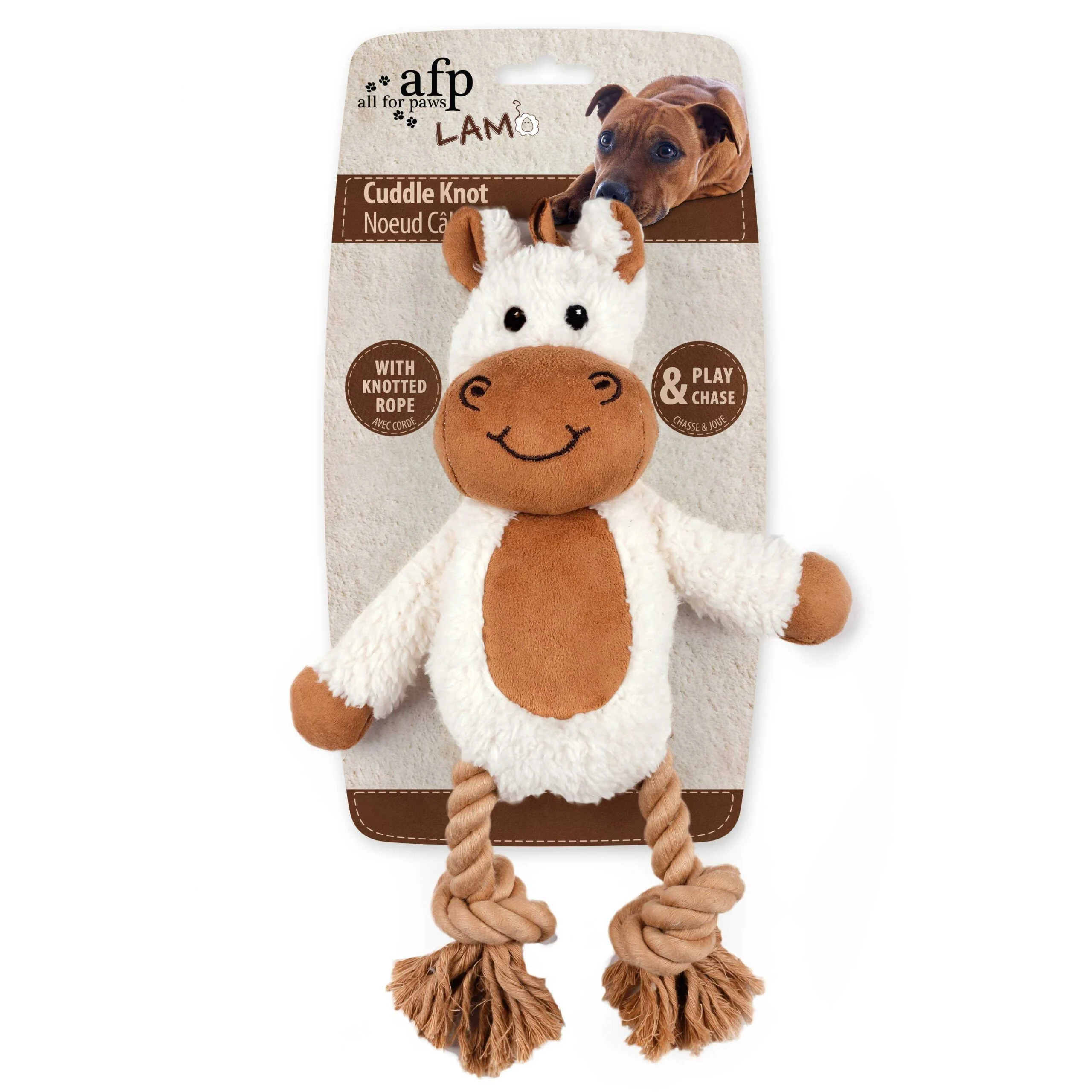 Jucărie de pluș pentru câini cu frânghie împletită și piuitor – AFP Lambswool - Cuddle Knot - imagine 2