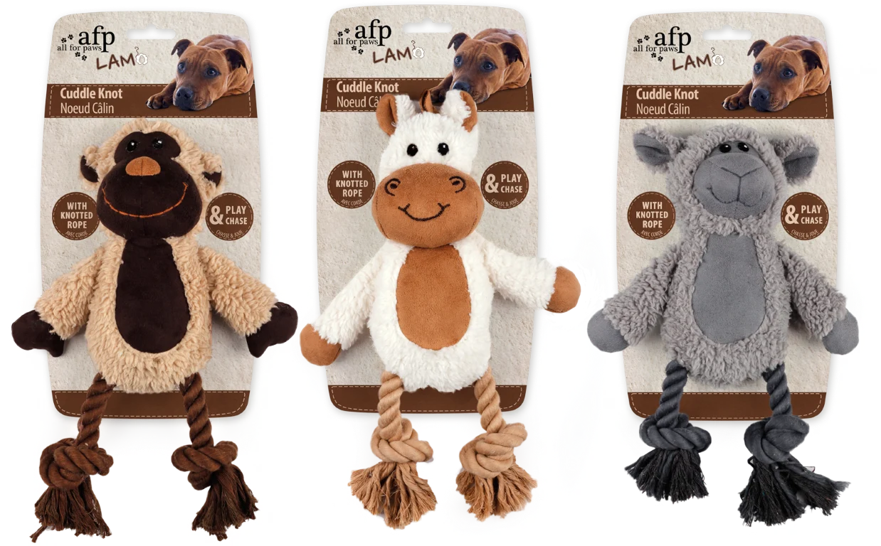 Jucărie de pluș pentru câini cu frânghie împletită și piuitor – AFP Lambswool - Cuddle Knot - imagine 1