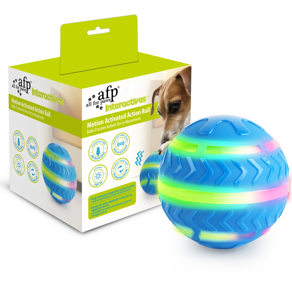 Minge pentru câini cu lumină, activată de mișcare și reîncărcabilă prin USB – AFP Interactives Motion Activated Action Ball - imagine 1