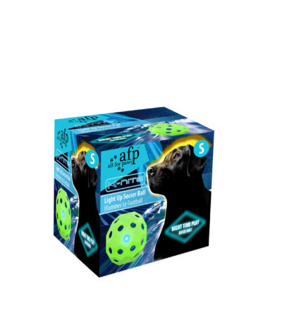 Minge pentru câini în formă de minge de fotbal, cu lumină intermitentă și orificii – AFP K-Nite Light Up Soccer Ball Small