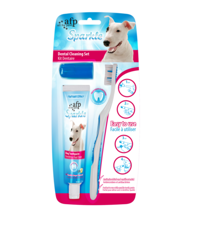 Set pentru îngrijirea dinților câinilor, cu periuță și pastă de dinți, 60 g – AFP Sparkle Combo Pack