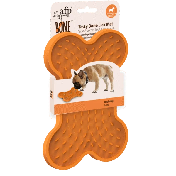 Covoraș de lins pentru câini cu relief și ventuze, 20 x 14 cm – AFP Bone Appetit - Tasty Bone Lick Mat S