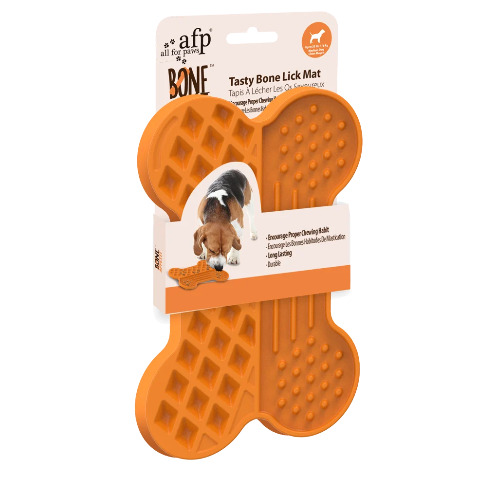 Covoraș de lins pentru câini, cu relief și ventuze, 28 x 19 cm – AFP Bone Appetit - Tasty Bone Lick Mat L - imagine 1