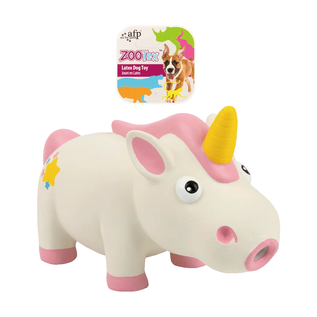 AFPH03784.png Jucărie din latex pentru câini, cu chițăitoare, mărimea S – AFP ZooTex Peneloppe the Unicorn - imagine 1