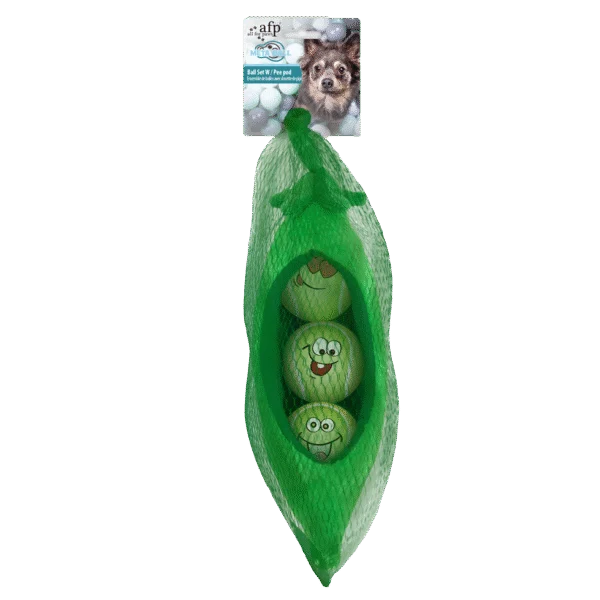 Set de mingi pentru câini în păstaie de mazăre, 3 mingi cu chițăitoare, ø 6,3 cm – AFP Meta Ball Ball Set w/ Pee Pod