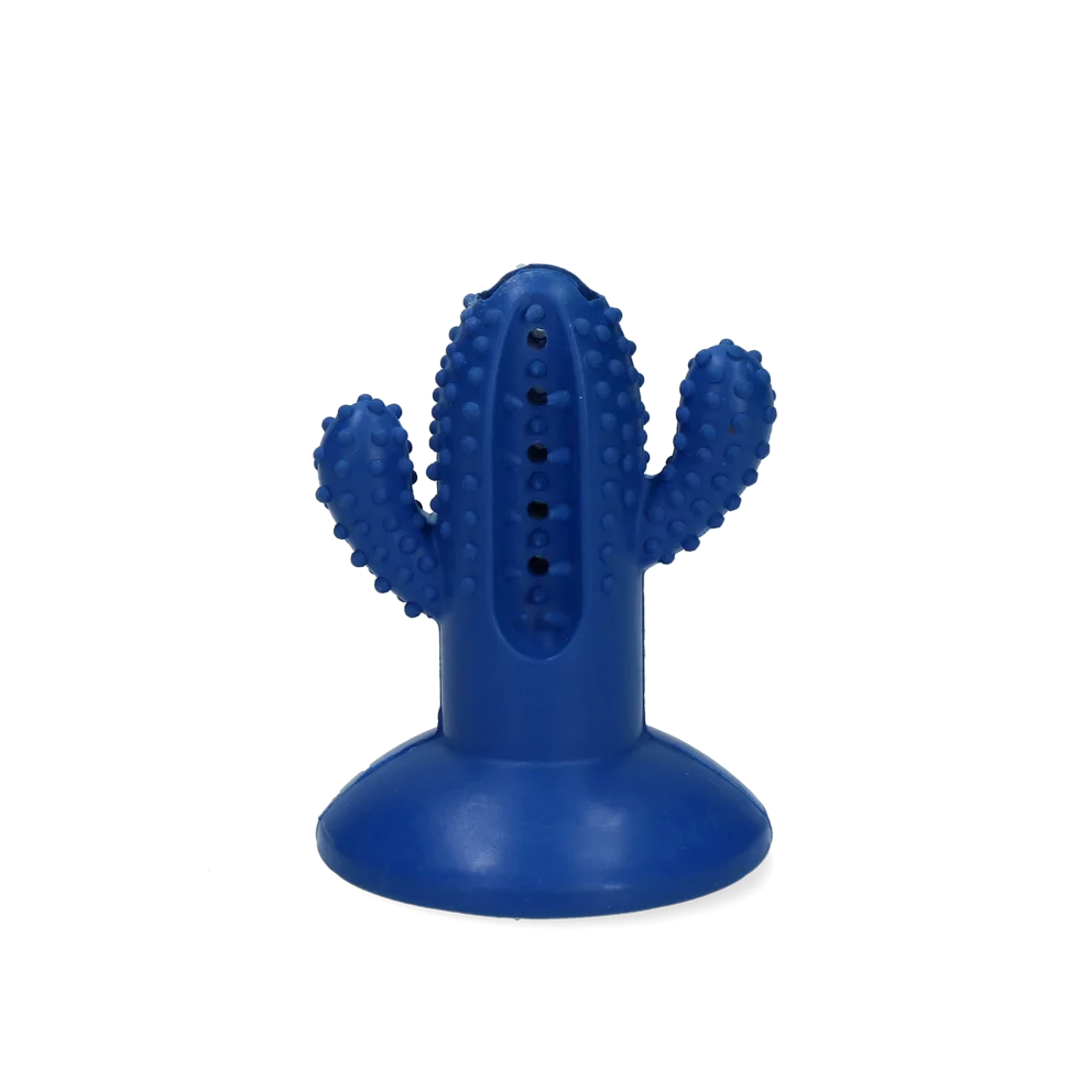 Jucărie de mestecat cactus din cauciuc cu ventuză, S, albastră, 6,4 x 8,4 x 6,5 cm – AFP Dental Chews - Dental Cactus - imagine 2