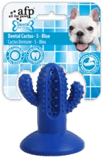 Jucărie de mestecat cactus din cauciuc cu ventuză, S, albastră, 6,4 x 8,4 x 6,5 cm – AFP Dental Chews - Dental Cactus