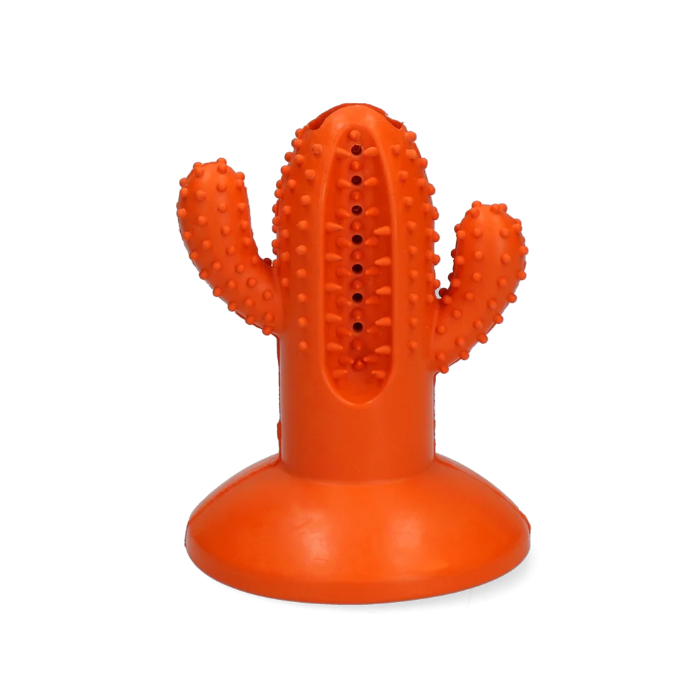 Jucărie de ros Cactus din cauciuc cu ventuză, M, portocaliu, 9,4 x 12,3 x 9,5 cm – AFP Dental Chews - Dental Cactus - imagine 2