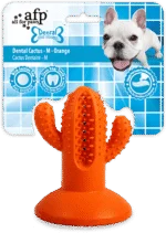 Jucărie de ros Cactus din cauciuc cu ventuză, M, portocaliu, 9,4 x 12,3 x 9,5 cm – AFP Dental Chews - Dental Cactus
