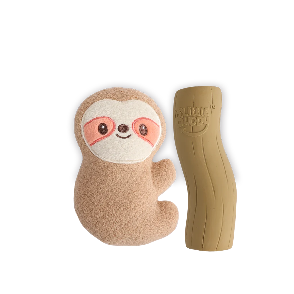 Set de jucării pentru căței, cu jucărie de pluș și chițăitoare, 2 bucăți – AFP Little Buddy 2-Pack Toy Cuddle Sloth - imagine 2
