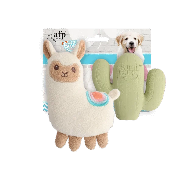 Set de jucării pentru căței cu jucărie de pluș și chițăitoare, 2 bucăți – AFP Little Buddy 2-Pack Toy Fiesta