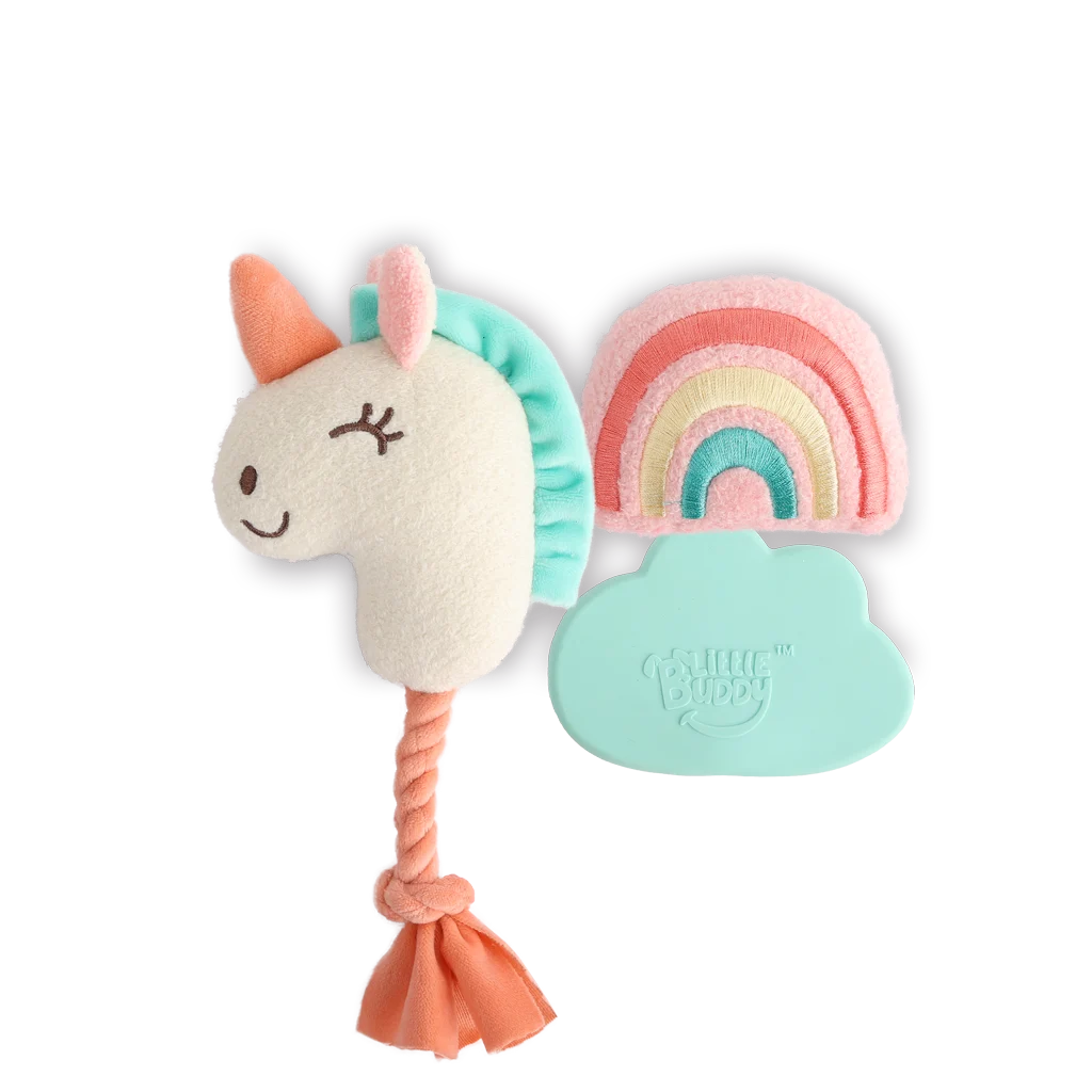 Set de jucării pentru căței cu 2 jucării de pluș și chițăitoare, 3 bucăți – AFP Little Buddy 3-Pack Toy Wonderland - imagine 2