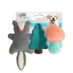 Set de jucării pentru căței cu 2 jucării de pluș și un piuitor, 3 bucăți – AFP Little Buddy 3-Pack Toy Woodland