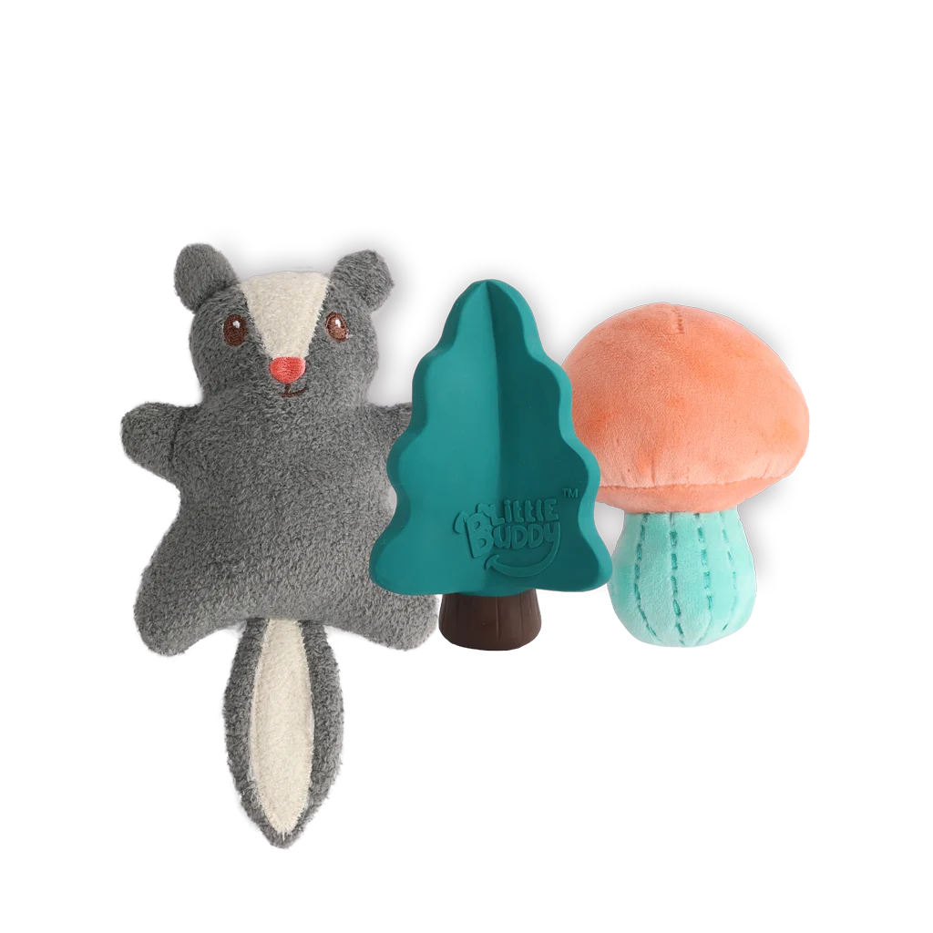 Set de jucării pentru căței cu 2 jucării de pluș și un piuitor, 3 bucăți – AFP Little Buddy 3-Pack Toy Woodland - imagine 2