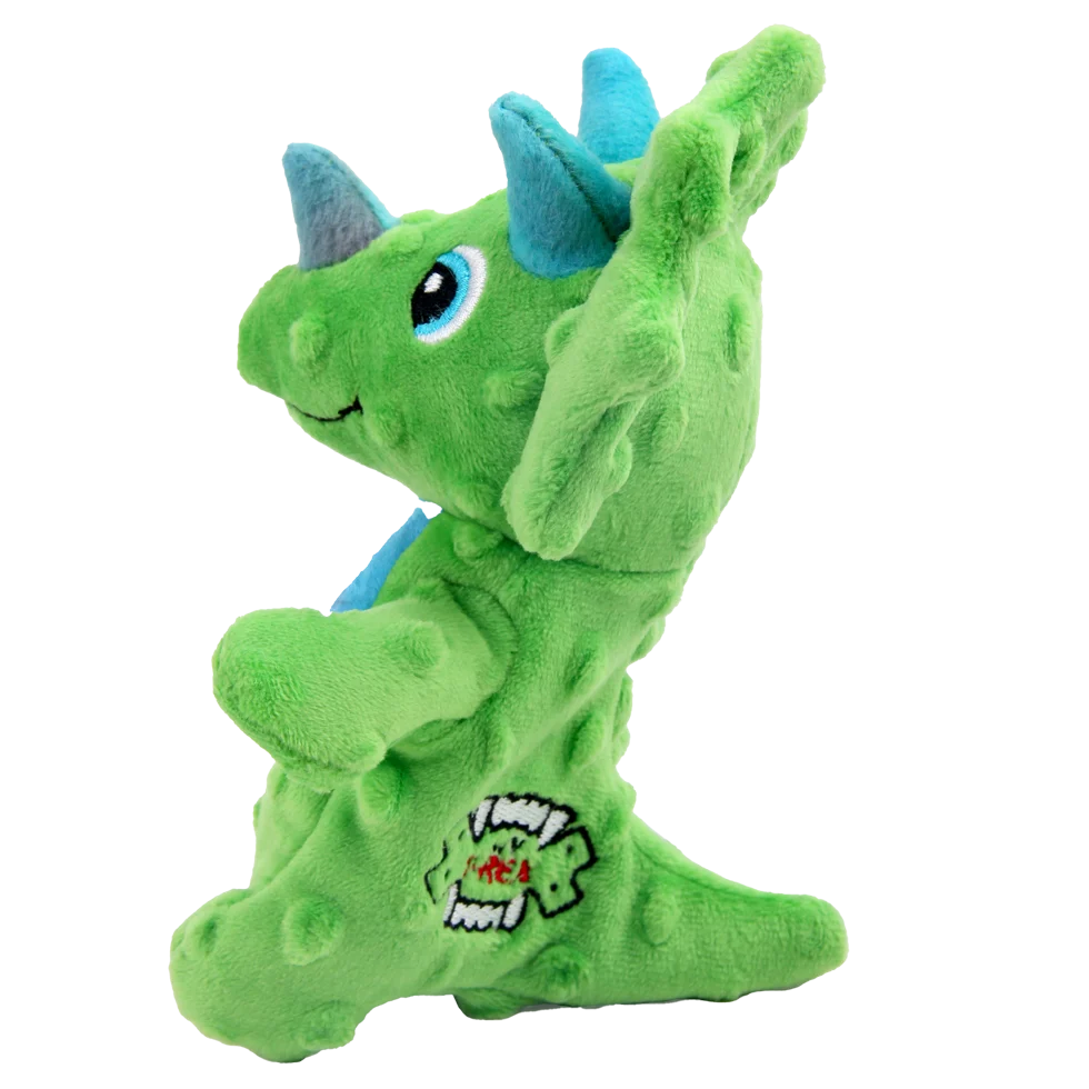 Jucărie de pluș pentru câini cu chițăitoare și material foșnitor, aprox. 18 cm – AFP My T-Rex Thomas the Mini Triceratops S - imagine 3
