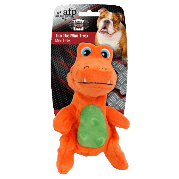 Jucărie de pluș pentru câini cu chițăitoare și material foșnitor, aprox. 18 cm – AFP My T-Rex Tim the Mini T-Rex S