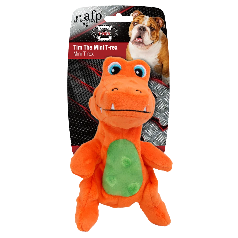 Jucărie de pluș pentru câini cu chițăitoare și material foșnitor, aprox. 18 cm – AFP My T-Rex Tim the Mini T-Rex S - imagine 1
