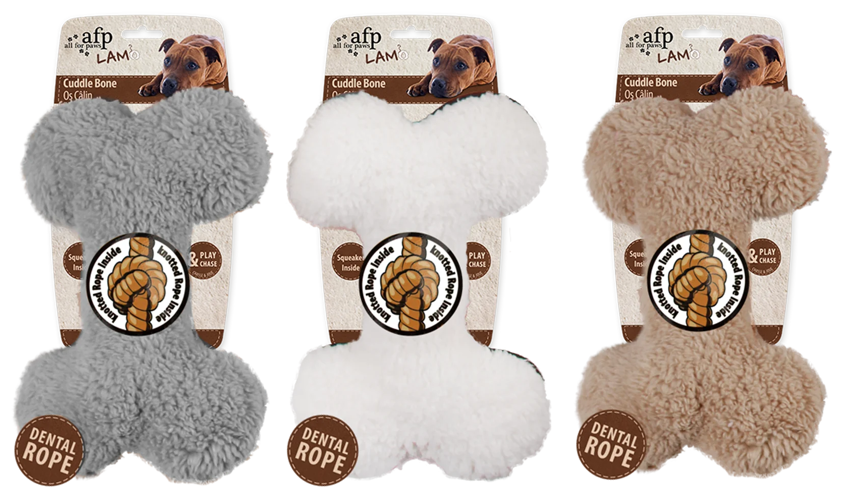 Os de pluș cu frânghie pentru ros și chițăitoare, 23 x 15 x 6 cm – AFP Lambswool - Plush Bone - imagine 2