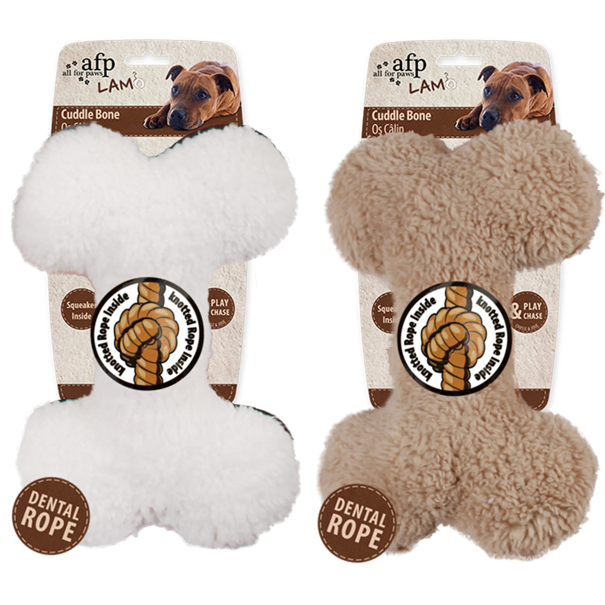 Os de pluș cu frânghie pentru ros și chițăitoare, 23 x 15 x 6 cm – AFP Lambswool - Plush Bone - imagine 1