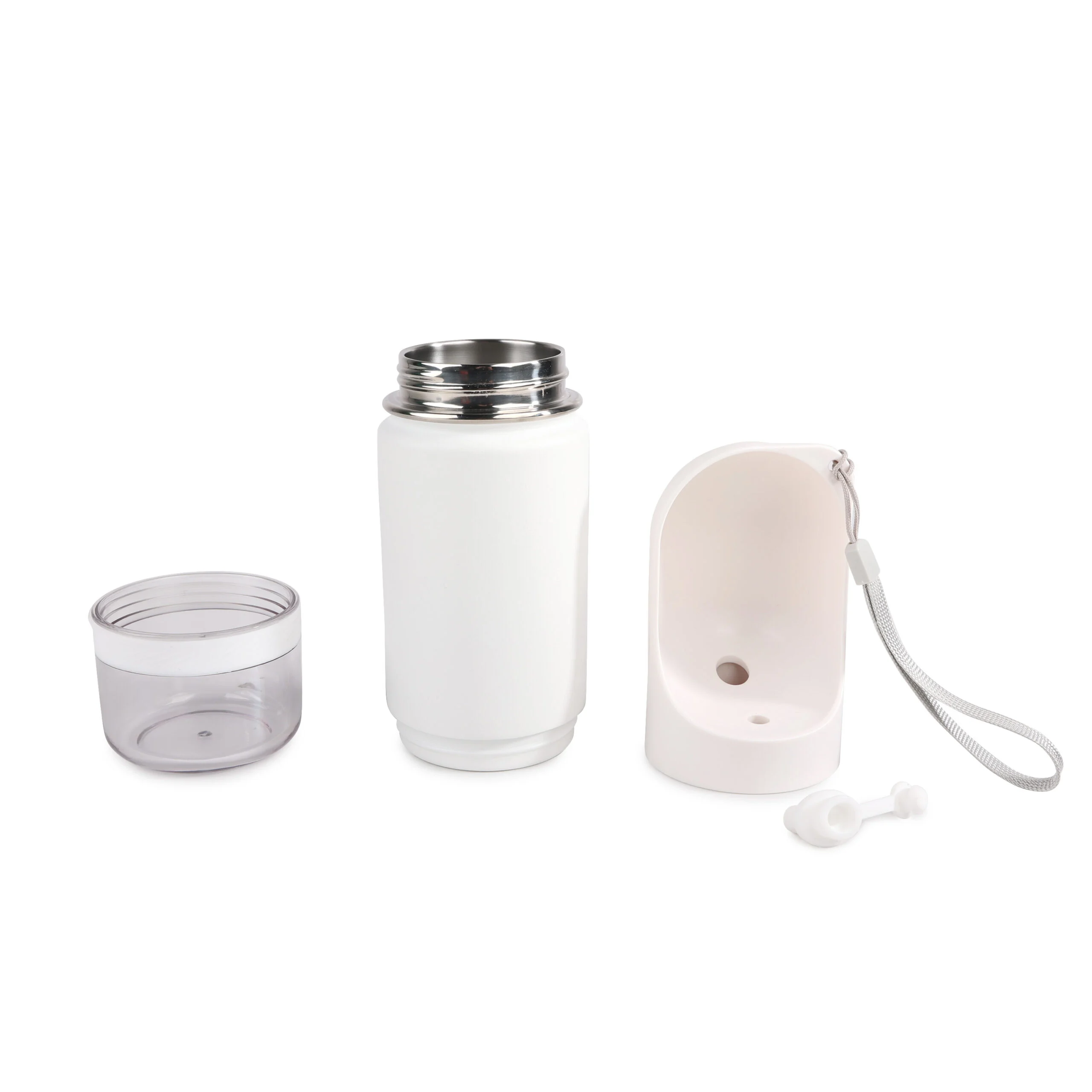 Sticlă pentru apă pentru câini, cu vas pentru apă și compartiment pentru gustări, 414 ml – AFP 2 In 1 Stainless Drinking Bottle - imagine 2
