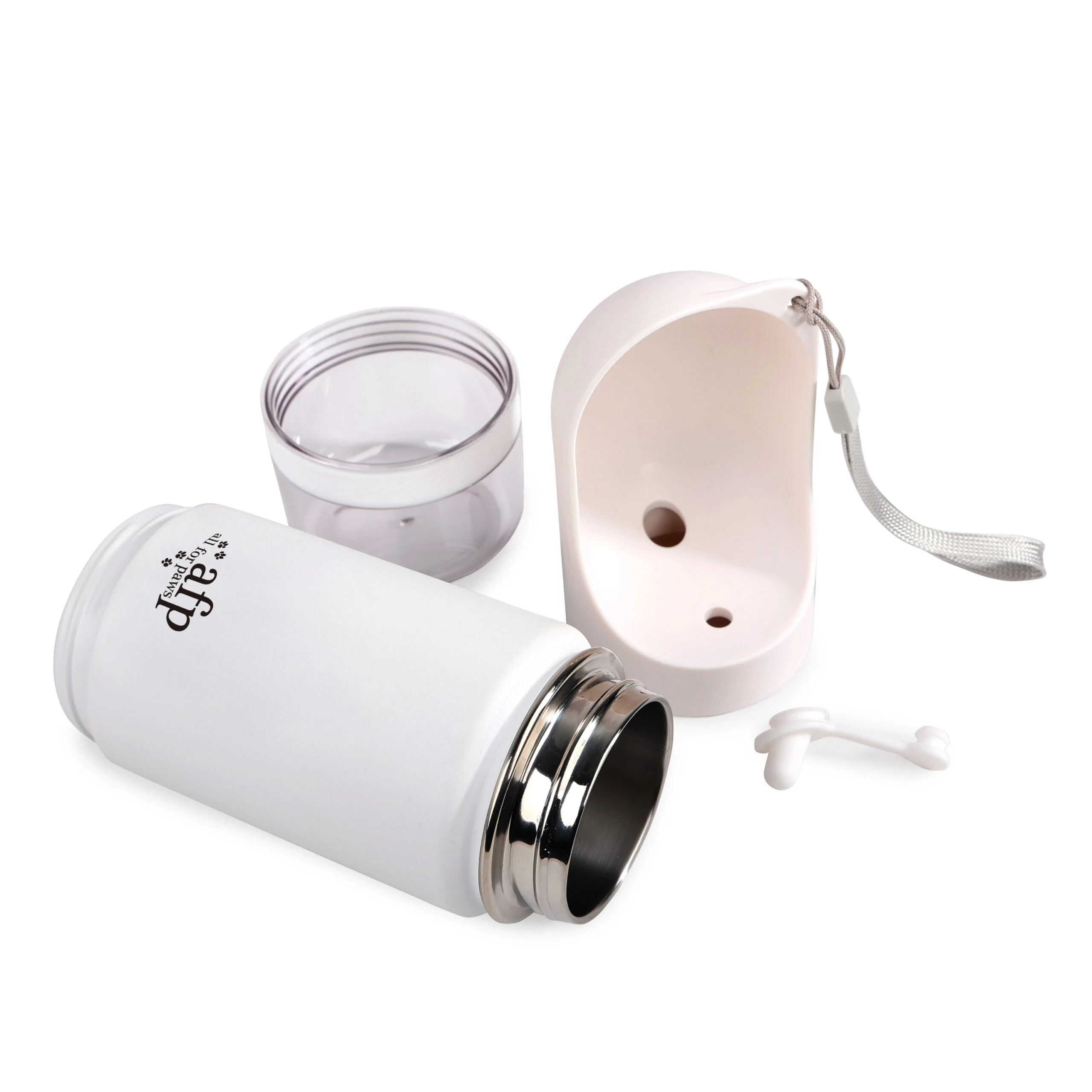 Sticlă pentru apă pentru câini, cu vas pentru apă și compartiment pentru gustări, 414 ml – AFP 2 In 1 Stainless Drinking Bottle - imagine 4