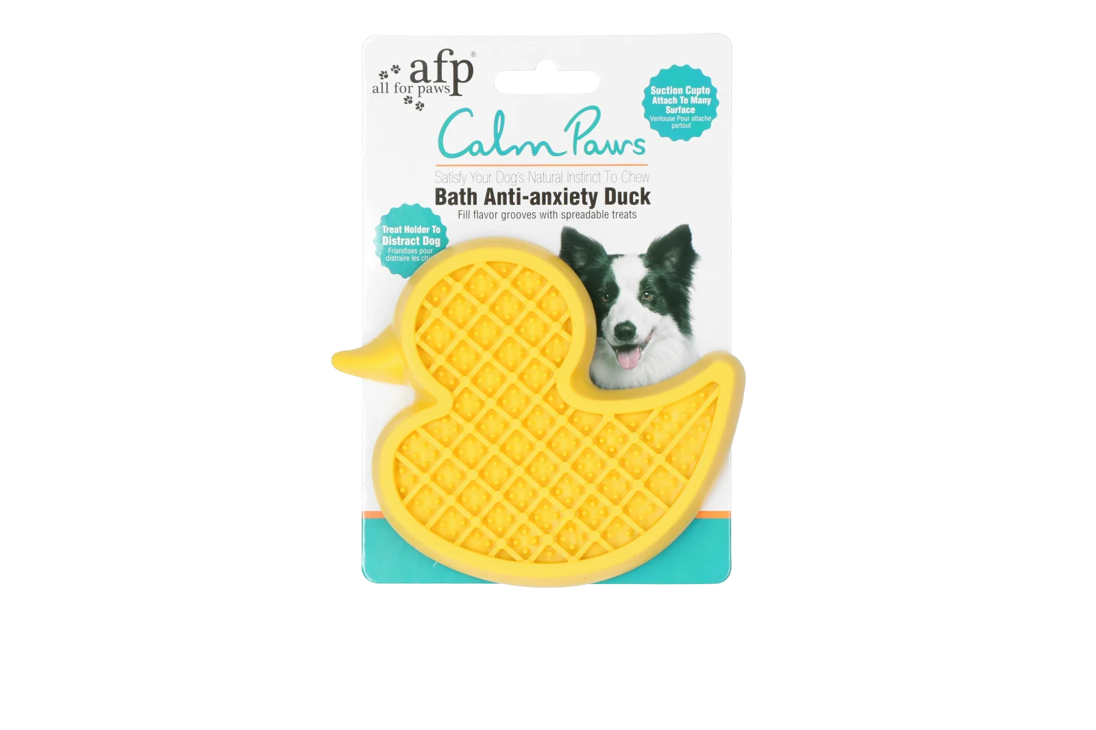 Rățușcă de baie pentru câini, cu ventuză și protuberanțe din silicon, 13 x 10 cm – AFP Calm Paws - Bath Anti-anxiety Duck - imagine 1