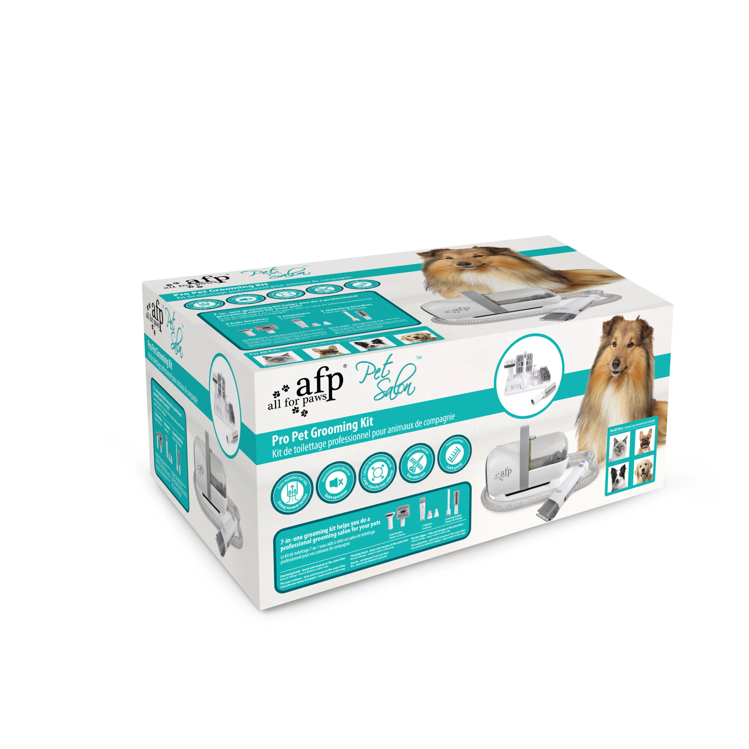 Set de tuns pentru câini cu funcție de aspirare, 7 accesorii – AFP Pro Pet Grooming Kit - imagine 3