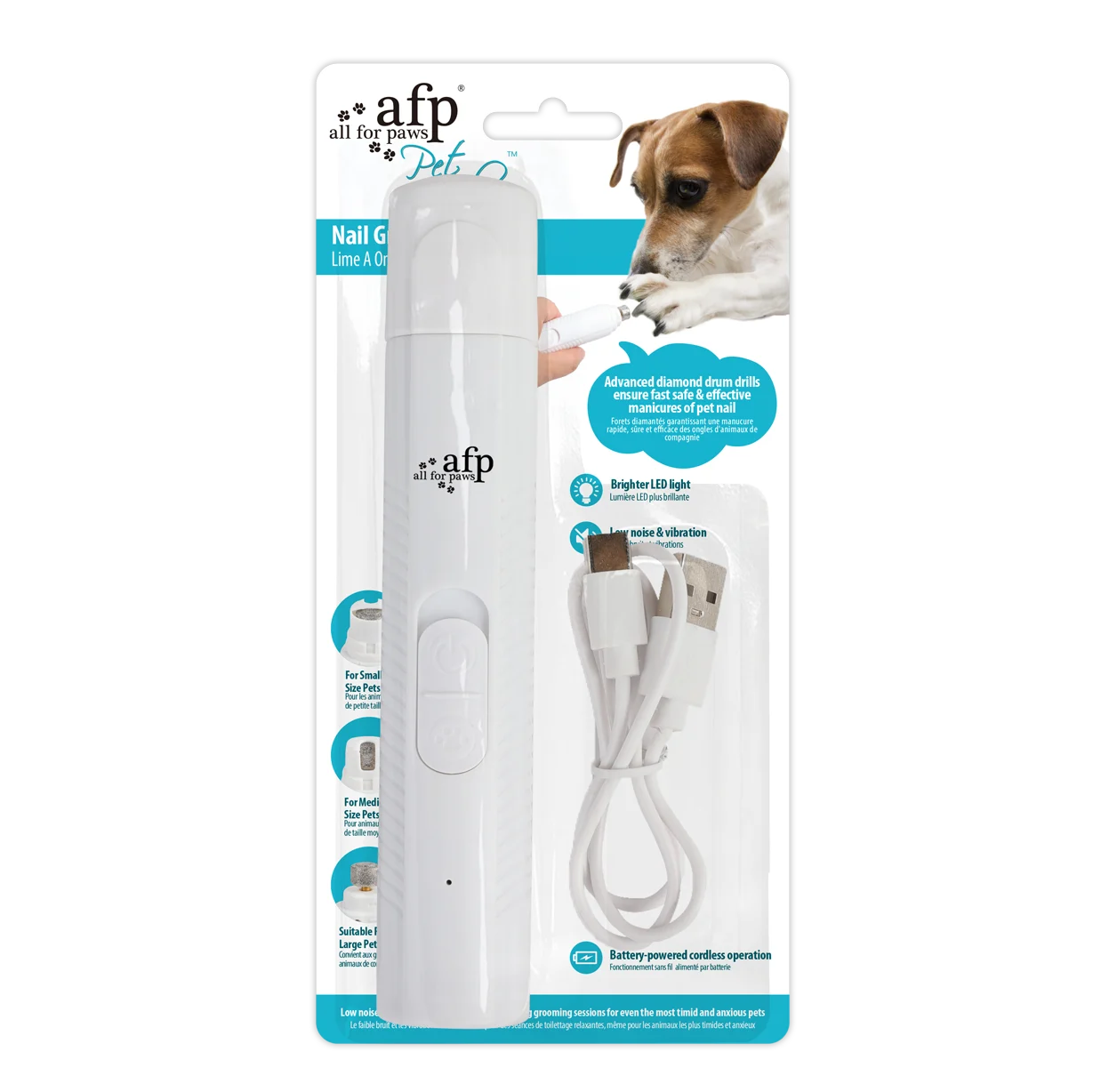 Pilă electrică pentru animale de companie cu baterii și 2 capace – AFP Pet Salon Nail Grinder - imagine 1