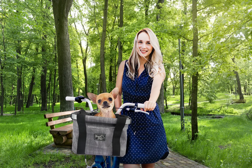 Coș de bicicletă pentru câini, cu prindere pe ghidon, până la 8 kg – AFP Travel Dog - Easy-go Bicycle Pet Basket - imagine 3