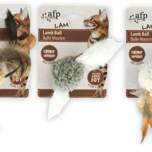 Minge pentru pisici cu catnip și sunet de pasăre, 5 x 5 x 3 cm – AFP Lambswool Lamb Ball