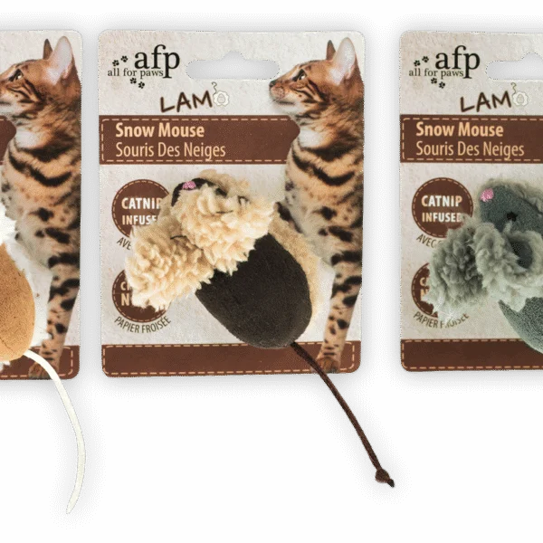 Șoricei de joacă cu catnip, 3 bucăți – AFP Lambswool Snow Mouse