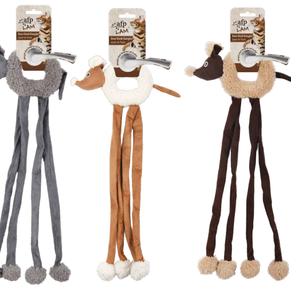 Jucărie pentru pisici de agățat de clanță, cu șoricel și catnip, 22 x 58 cm – AFP Lambswool - Door Knob Dangler