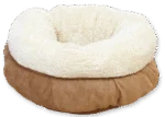 Pat rotund pentru câini, din pluș, bej, 45 x 45 x 25 cm – AFP Lambswool Donut Bed