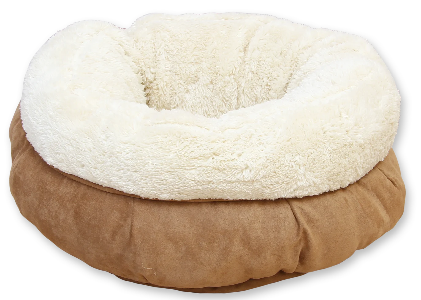 Pat rotund pentru câini, din pluș, bej, 45 x 45 x 25 cm – AFP Lambswool Donut Bed - imagine 1