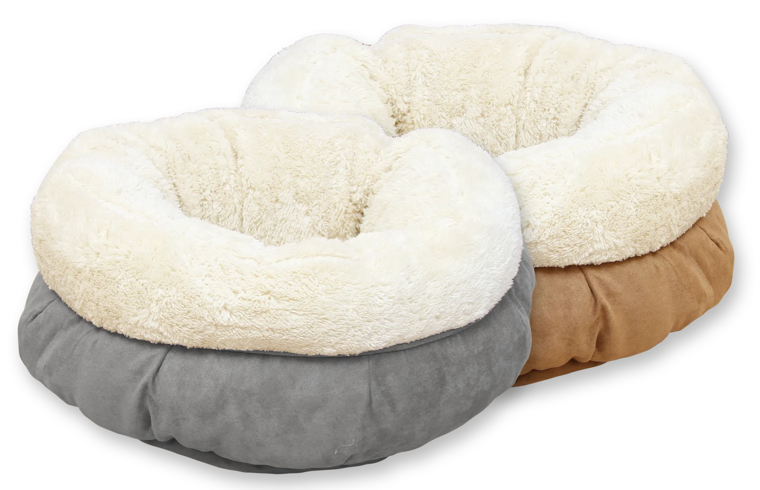 Pat rotund pentru câini, din pluș, bej, 45 x 45 x 25 cm – AFP Lambswool Donut Bed - imagine 5