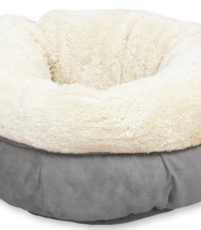 Pat rotund din pluș pentru câini, gri, 45 x 45 x 25 cm – AFP Lambswool Donut Bed