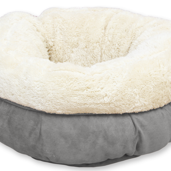 Pat rotund din pluș pentru câini, gri, 45 x 45 x 25 cm – AFP Lambswool Donut Bed