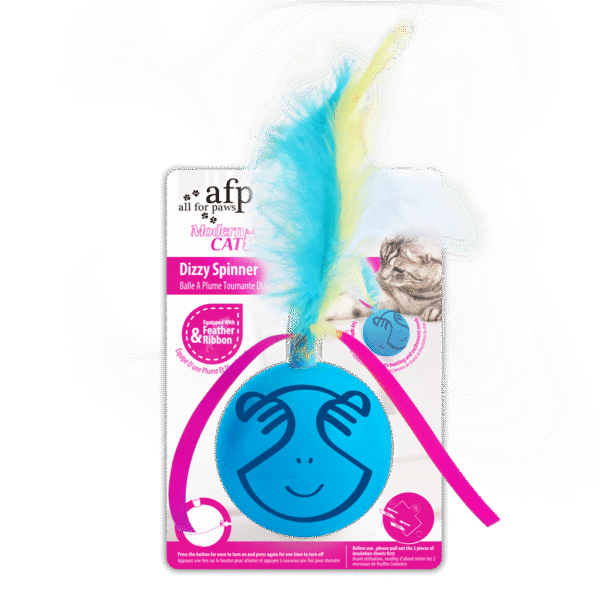 Minge rotativă pentru pisici cu pene și panglici – AFP Modern Cat Dizzy Spinner
